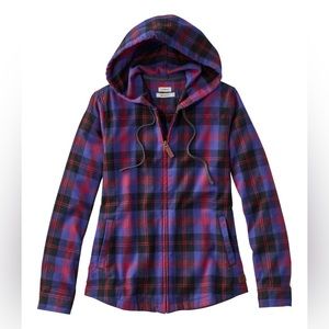 L.L. Bean Women's Scotch Plaid Flannel Shirt, Relaxed Zip Hoodie